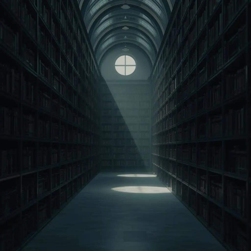 Sun-drenched minimalist library corner